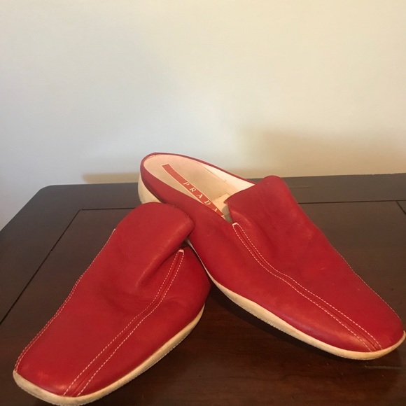 Prada Red leather Flat Size 7.5 - Picture 1 of 4